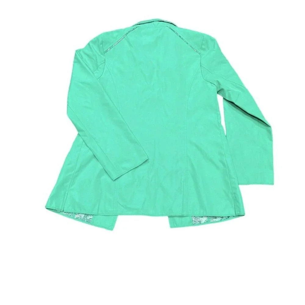 Dennis Basso Women's Sz XXS Water Resistant Button Front Jacket‎ Green Paisley